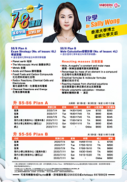 Dr. Sally Wong S1-S6 化學 7-8月課程 2020